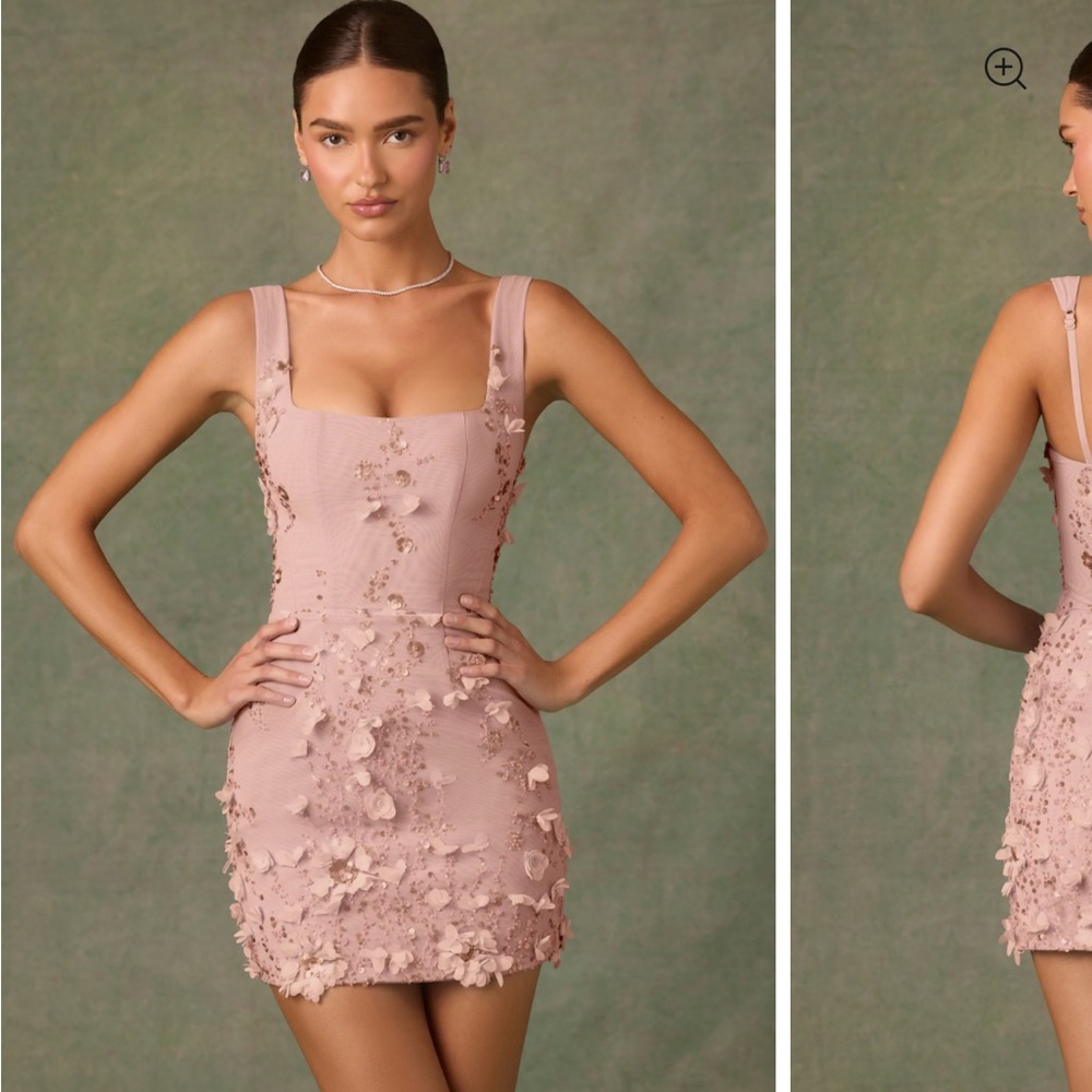 Embellished corset mini dress in Dusty Rose